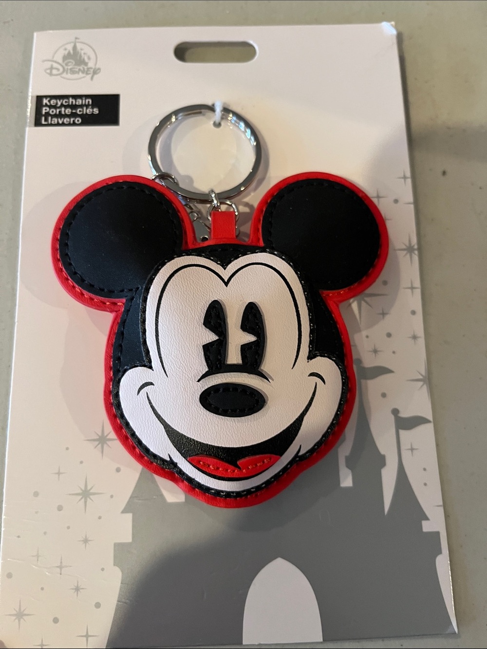 Disney Mickey Mouse Red, Black & White Faux Leather Keychain